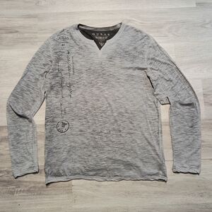 GUESS Men's Light Gray Long Sleeve Shirt Sz L